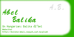 abel balika business card